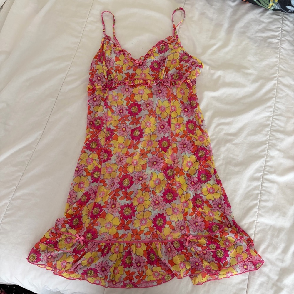 Vintage sheer mesh Floral Print Nightgown